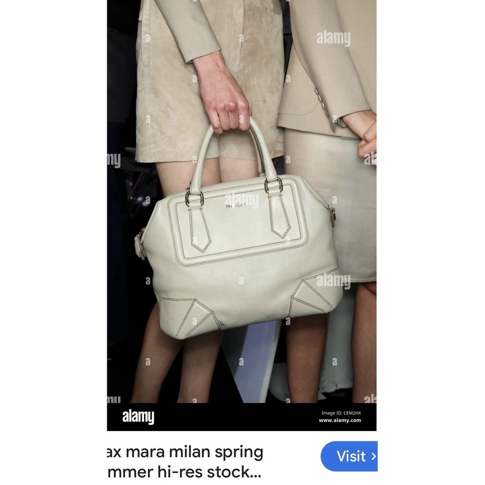 Max Mara leather bag Purse Taupe Beige Crossbody/Handle Runway 2 Way